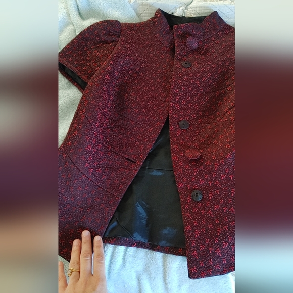 Moschino mock neck red brocade button top Aeffe Spa - Picture 16 of 16